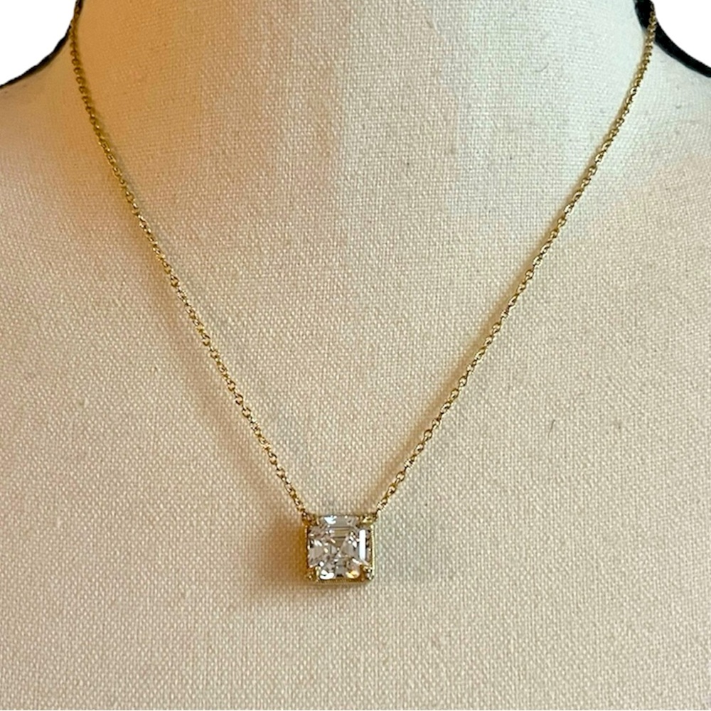 Judith Ripka Gold Clad Silver 925 Necklace w Cubic Zirconia Square Pendant NWOT - Picture 2 of 16